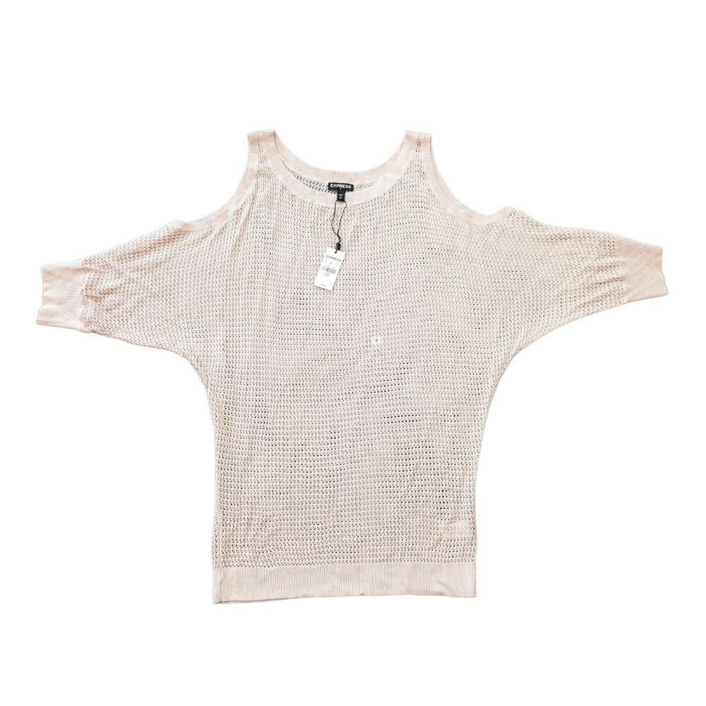 NWT Express | Women's Small | Cold Shoulder Pink / Gray Knit Sweater